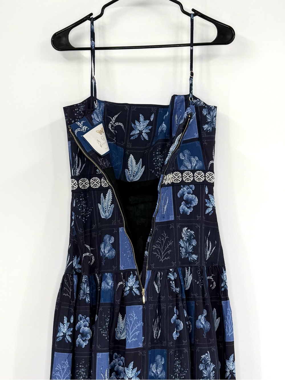 Agua by Agua Bendita Lima Algae Printed Tiered 100% Linen Maxi Dress Size M NWOT - Picture 9 of 15
